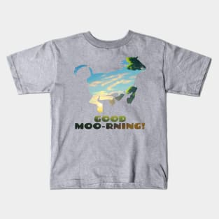 Good Moo-rning! Sunrise Leaping Calf Kids T-Shirt